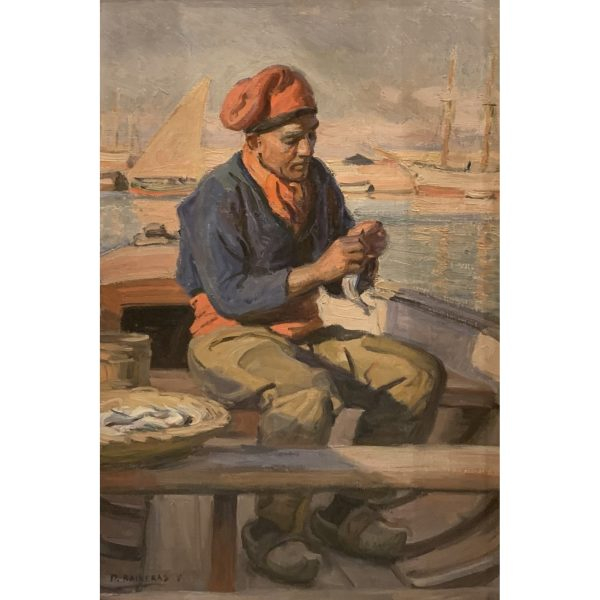Dionís Baixeras Verdaguer (Barcelona, 1862-1943)  Pescador.  Óleo sobre tela. Firmado.