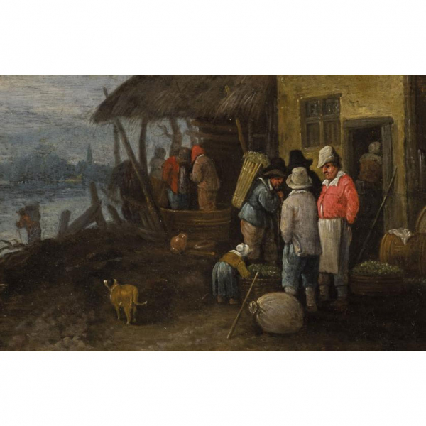 Michau Theobald.    "Escena de taberna". Óleo sobre tabla.