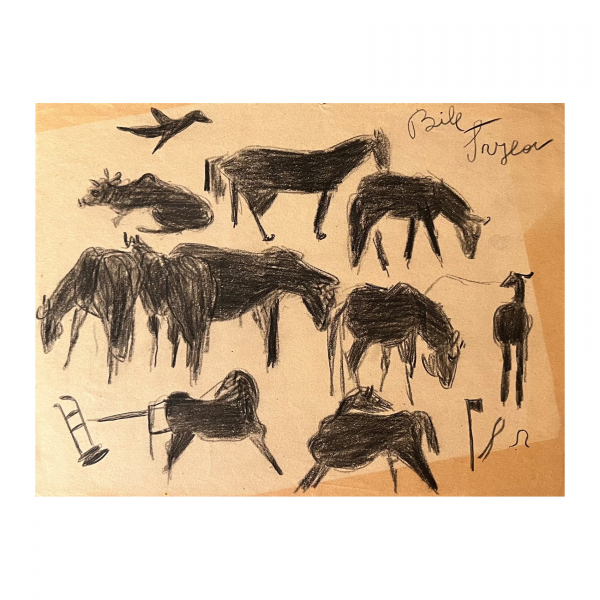 Bill Traylor (Benton, Alabama, USA, 1854-Montgomery, Alabama, USA, 1949) Sin título (Country Landscape). Dibujo a cera negra sobre papel. Firmado.