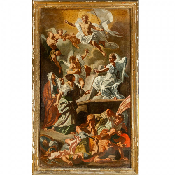 Escuela italiana del siglo XVIII, atribuido a Francesco Solimena "Resurrección de Cristo".   Óleo sobre lienzo