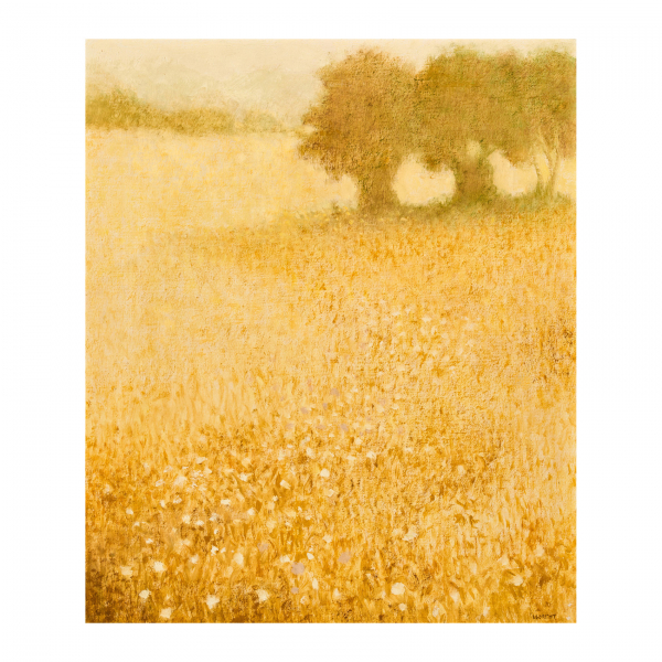 John Ulbricht (Cuba, 1926-Galilea, Mallorca, 2006) Paisaje con flores. Óleo sobre tela. Firmado.