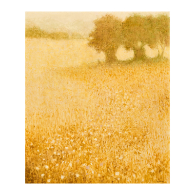John Ulbricht (Cuba, 1926-Galilea, Mallorca, 2006) Paisaje con flores. Óleo sobre tela. Firmado.