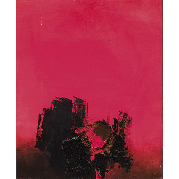 Luis Feito.   "Sin título. Nº 243 (1961)". Pasta de óleo sobre lienzo. Firmado