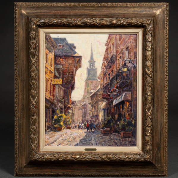 "Calle del Reloj de Dinan" (Bretaña)  ANTONIO IGLESIAS SANZ(Madrid, 1935-2013) 