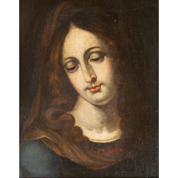 Escuela italiana, fles. del s.XVII-ppios. del s.XVIII.  Virgen María.   Óleo sobre tela. 