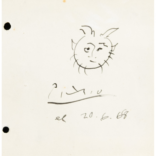 Pablo Ru&iacute;z Picasso (M&aacute;laga, 1881-Mougins, Francia, 1973)  Fauno.  Dibujo a tinta sobre papel. Firmado y fechado en 1968.