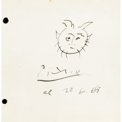 Pablo Ru&iacute;z Picasso (M&aacute;laga, 1881-Mougins, Francia, 1973)  Fauno.  Dibujo a tinta sobre papel. Firmado y fechado en 1968.