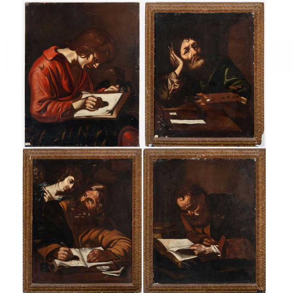 Muy Importante serie de los 4 apóstoles, a la manera de Miquel March (València, 1633-1670), escuela valenciana del siglo XVII