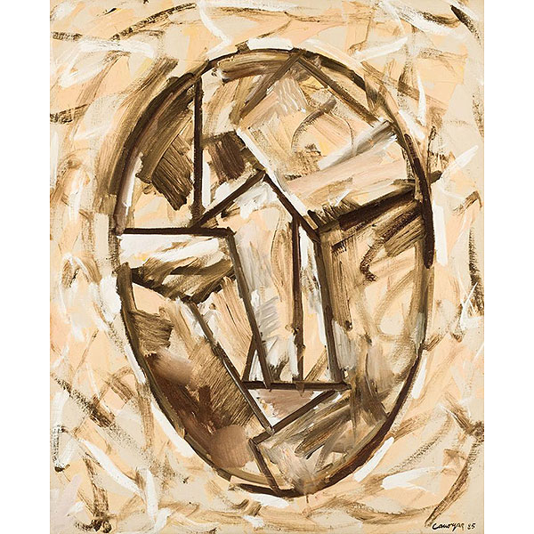 Rafael Canogar (1934) "Pío XII. Serie Papas. (1985)". Óleo sobre lienzo. Firmado y fechado (85) 
