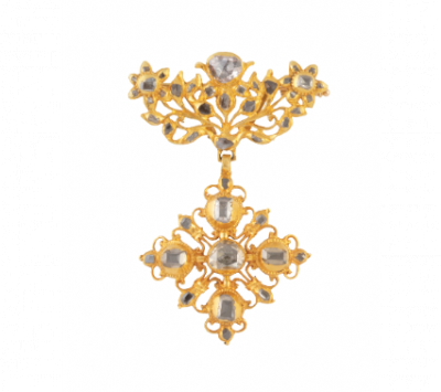 Venera S. XVIII de oro y diamantes con dos cuerpos. Punzonada. 