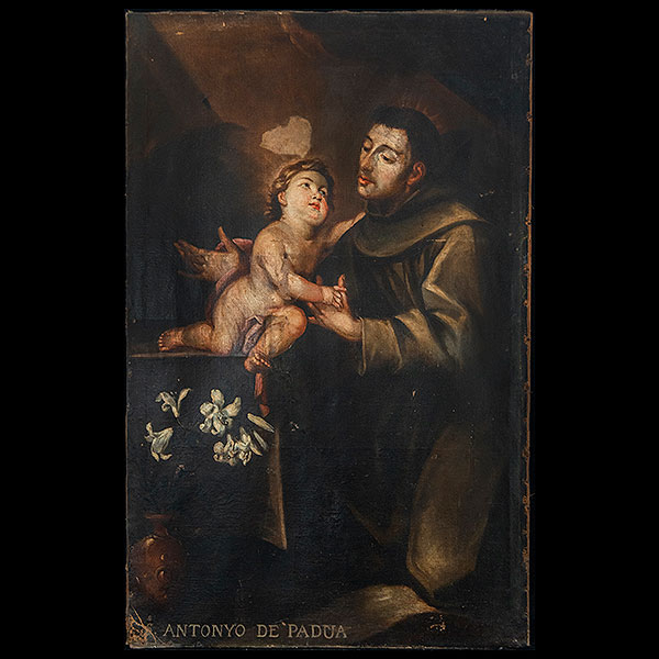 ATRIBUIDO A JUAN DE VALD&Eacute;S LEAL (Sevilla. 1622 - 1690) - San Antonio de Padua con el Ni&ntilde;o Jes&uacute;s.