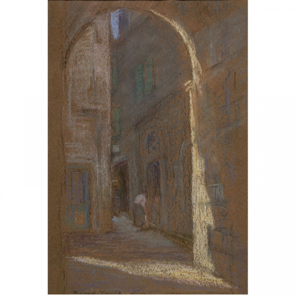 "Entrada".  MANUEL LOSADA PÉREZ Bilbao, 1865-1949) Pastel/papel