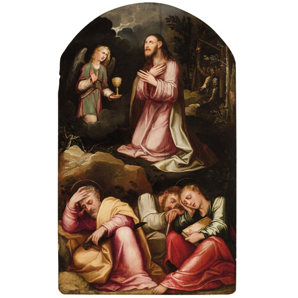 Luis de Vargas. "Cristo en el Huerto de los Olivos". Óleo sobre tabla. 