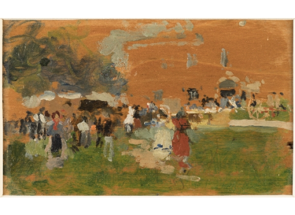 JOAQU&Iacute;N SOROLLA Y BASTIDA (Valencia, 1863 - Madrid, 1923)  Apunte con figuras, h. 1900. 