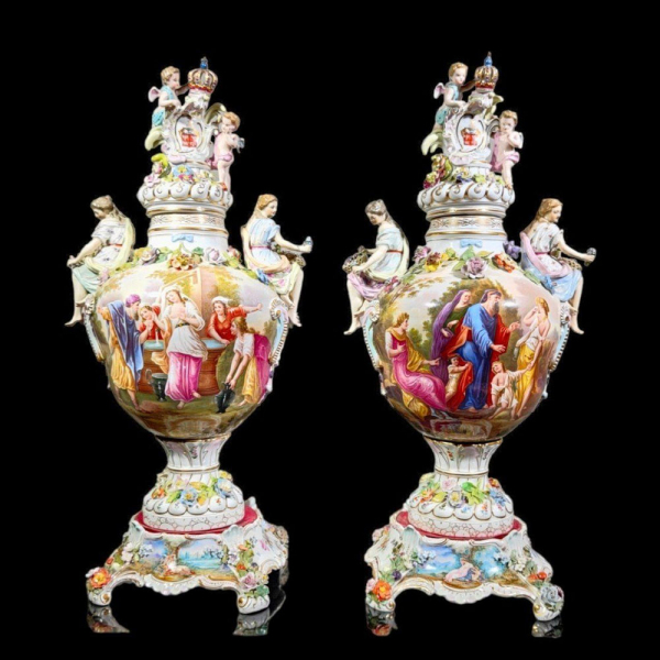 Pareja de Jarrones Carl Thieme (ALLEMAND, 1816-1884)