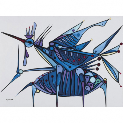 José María Mijares.    &quot;Pájaro&quot;. Óleo sobre lienzo. Firmado en el ánguo inferior izquierdo.
