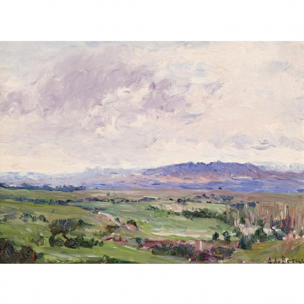 Aureliano de Beruete (1845 - 1912) "Paisaje de El Pardo (1910)". Óleo sobre cartón 