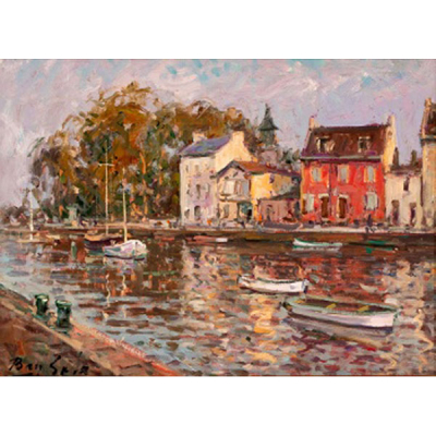 JUAN BAY&Oacute;N SALADO "BAY-SALA"  (Logro&ntilde;o 1913 - Bilbao 1995) "Vista del puente de L&acute; abb&eacute;. Bretana. Francia"