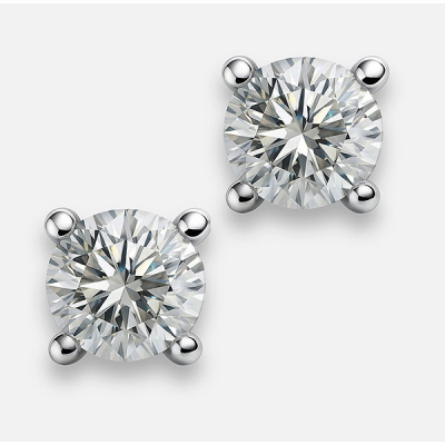 Pendientes solitarios en oro blanco con diamantes talla brillante con un peso total 2 cts. aprox.