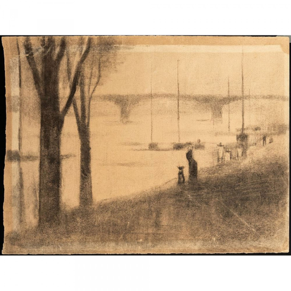 Georges Seurat (Par&iacute;s, 1859 &ndash; Par&iacute;s, 1891) atribuido - "Puente de Courbevoie, margen izquierda" (c.1883-1885).  