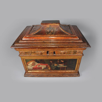 Importante cofre de médico renacentista. Taller español o italiano, hacia 1550 del siglo XVI