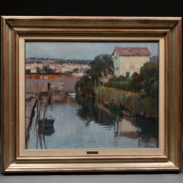 &quot;El canal de la Alameda de Fuenterrabía&quot; CARLOS E. GIL (Bilbao, 1929 - 2004)