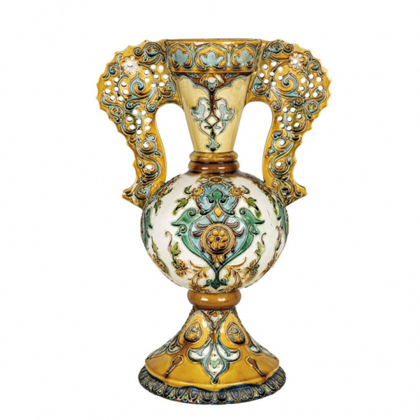 DANIEL BONETA ZULOAGA (1852 - 1921) "Jarrón (Serie Orientalizante)" en cerámica esmaltada y vidriada, Periodo de la Fábrica de Loza La Segoviana (1893-1906).