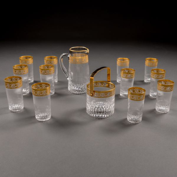 Cristalería francesa de Saint Louis "Thistle Gold" del siglo XX