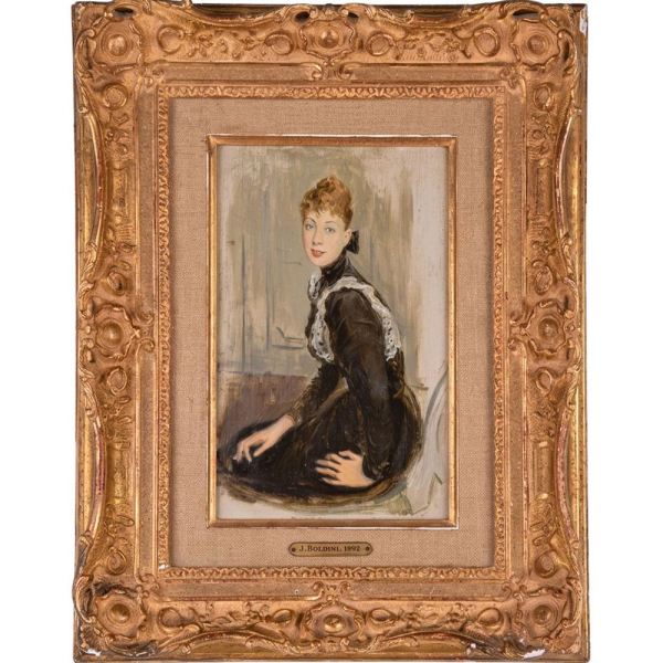GIOVANNI BOLDINI (Ferrara, 1842 &ndash; Par&iacute;s, 1931) "Retrato de la marquesa Franzosi" (1892).    &Oacute;leo sobre tabla. 