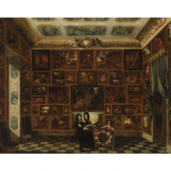 At. a J. M. Bretschneider.   "Gabinete de pinturas". Óleo sobre lienzo.