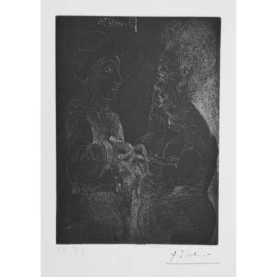 Pablo Ru&iacute;z Picasso (M&aacute;laga, 1881-Mougins, Francia, 1973)  La Diseuse de la Bonne Aventure.  Grabado sobre papel V&egrave;lin.  