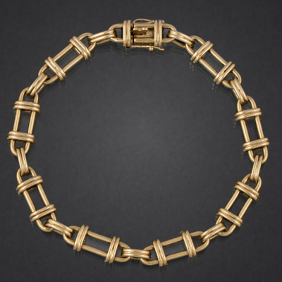 Bonita pulsera de eslabones en oro amarillo de 18 kt.