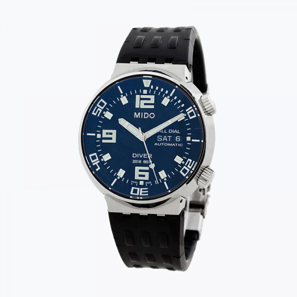 Reloj cab., suizo MIDO All Dial Automatic Diver 200 M Ref: 8370-A, en sólida caja de acero 