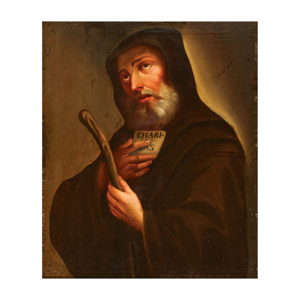 Atribuido a Orazio Borgianni (Roma, Italia, 1574-1616)  San Francisco de Paula.  Óleo sobre tela. 