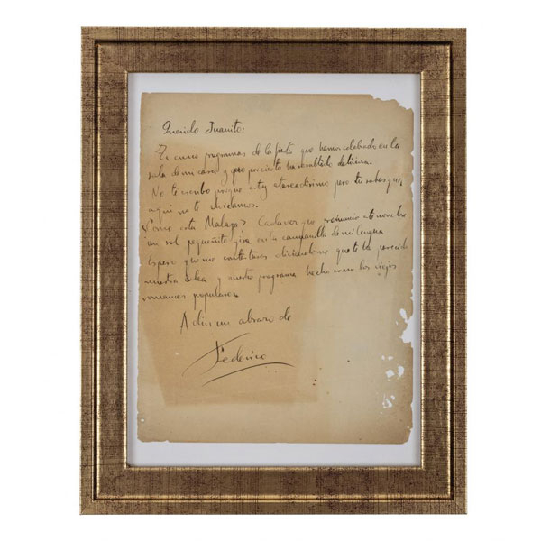 Federico García Lorca Carta autógrafa manuscrita firmada