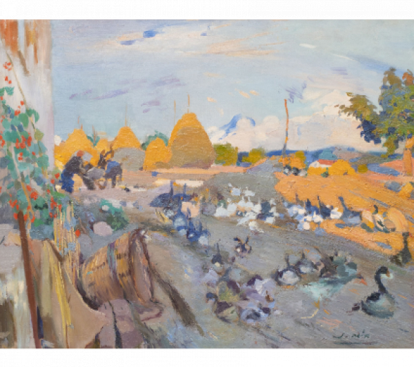 JOAQUIN MIR Y TRINXET Les oques de Can Llad&oacute;", Mollet, 1915.   &Oacute;leo sobre lienzo. 