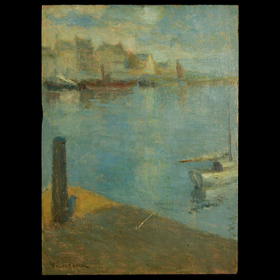 Gustave Loiseau (Paris 1865 - 1935), Óleo sobre tabla a doble cara, firmado, escuela Post - Impresionista del siglo XIX.