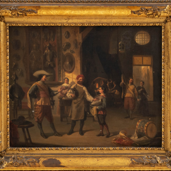 "Taller de armaduras"  ESCUELA FRANCESA O BELGA DEL SIGLO XIX 