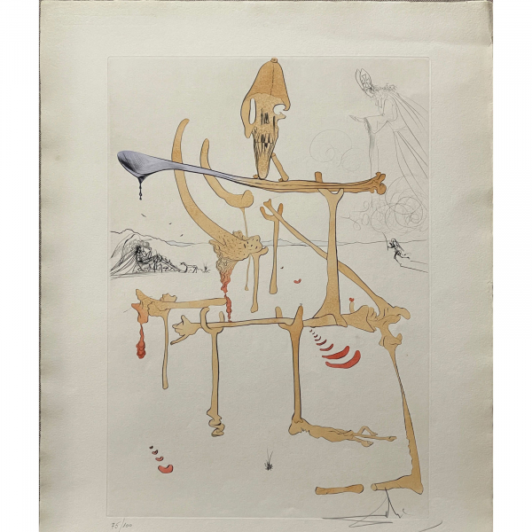 Salvador Dalí: &quot;Paysage avec squelette&quot; 75/100 (1975)