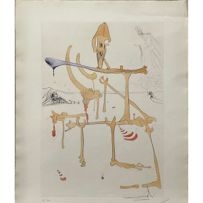 Salvador Dalí: &quot;Paysage avec squelette&quot; 75/100 (1975)