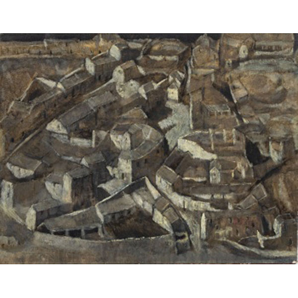 IÑAKI GARCÍA ERGÜÍN   (Bilbao 1934)  &quot;Vista de ciudad&quot;  Firmado: García Ergüin 1972  Óleo / Lienzo 