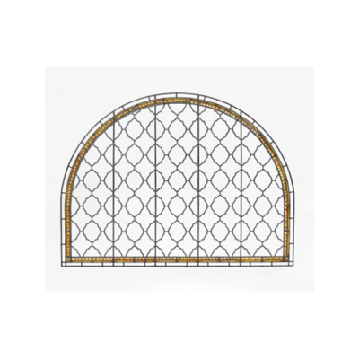 Vidriera en forma de capilla en plomo y metal con decoración de cristales de colores S. XX