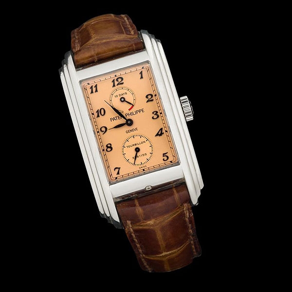 Extraordinario reloj de pulsera para caballero marca PATEK PHILIPPE en platino, Tourbillon, 5101-P.