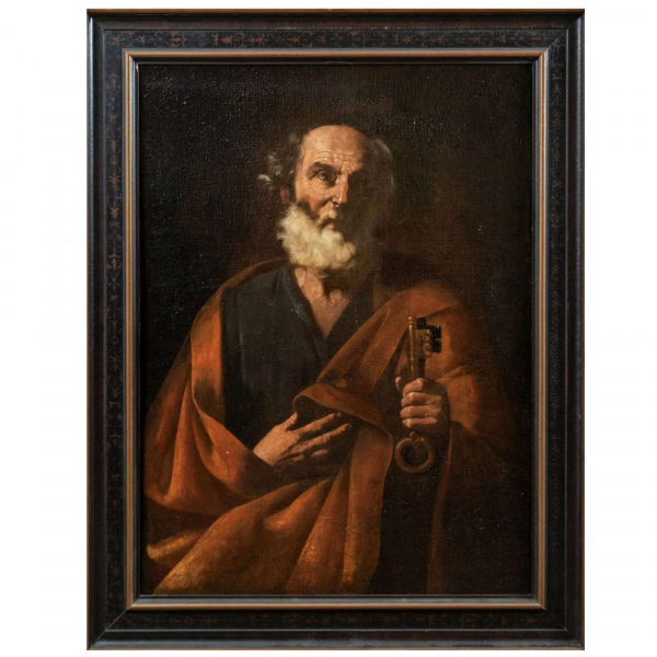 Lote Estrella - Matthias Stom, llamado Matthias Stomer (h. 1600-h. 1650) "San Pedro".   &Oacute;leo sobre Lienzo.