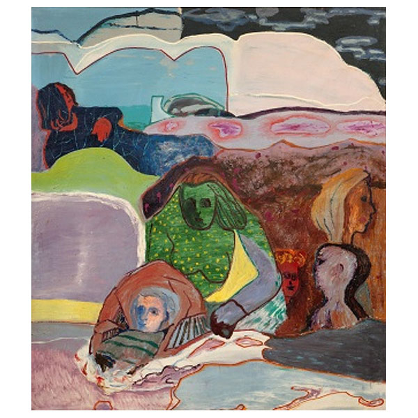 CARMELO ORTIZ DE ELGUEA   (Aretxabaleta, Alava 1944)  "Personajes a color "  Óleo / Lienzo