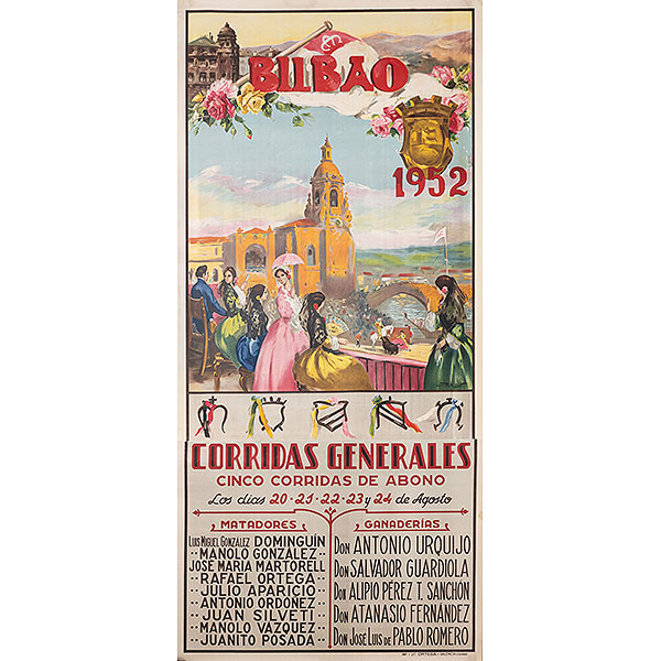 "Cartel Litográfico de la corrida general de la plaza de toros de 1952" Autoría: JUAN REUS(1912-2003)