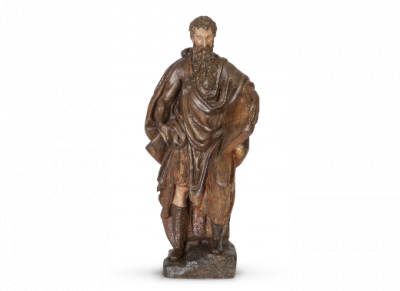 Atribuido a Juan de Ancheta (Aizpeitia hacia 1533 - Pamplona 1588).  Moisés portando las tablas de la ley.  Madera tallada y policromada. 