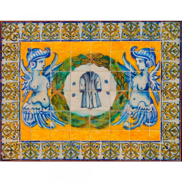 Panel de azulejos portugueses policromados representado La Pasi&oacute;n de Cristo, siglo XVII. 