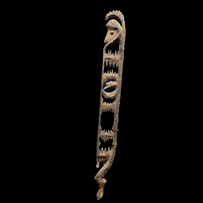Raro Gran Poste Sepik Papúa Nueva Guinea Ex. Colección particular Francesa, con etiqueta de colección, siglo XIX