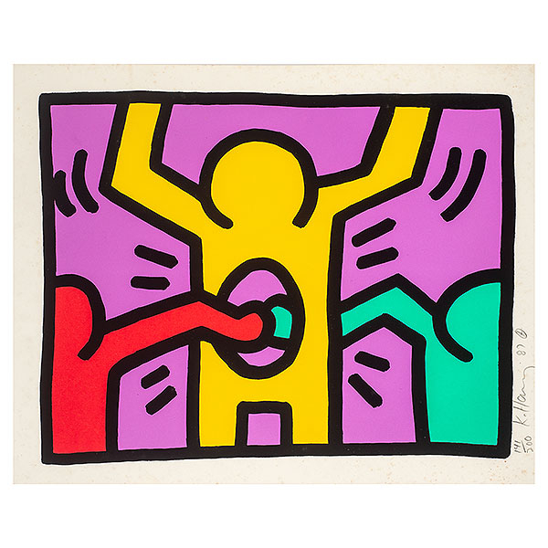 Keith Haring (Reading, Pensilvania, 1958-Nueva York, 1990)  Pop shop I.  Serigrafía de colores. Firmada 